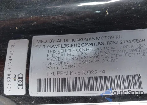 2014 Audi Tt 2.0T из США, поврежденный, VIN TRUBFAFK7E1009274